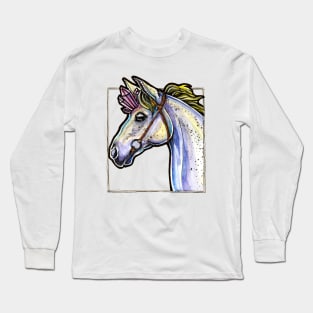 watercolor drawing " Unicorn with a crystal horn" Long Sleeve T-Shirt